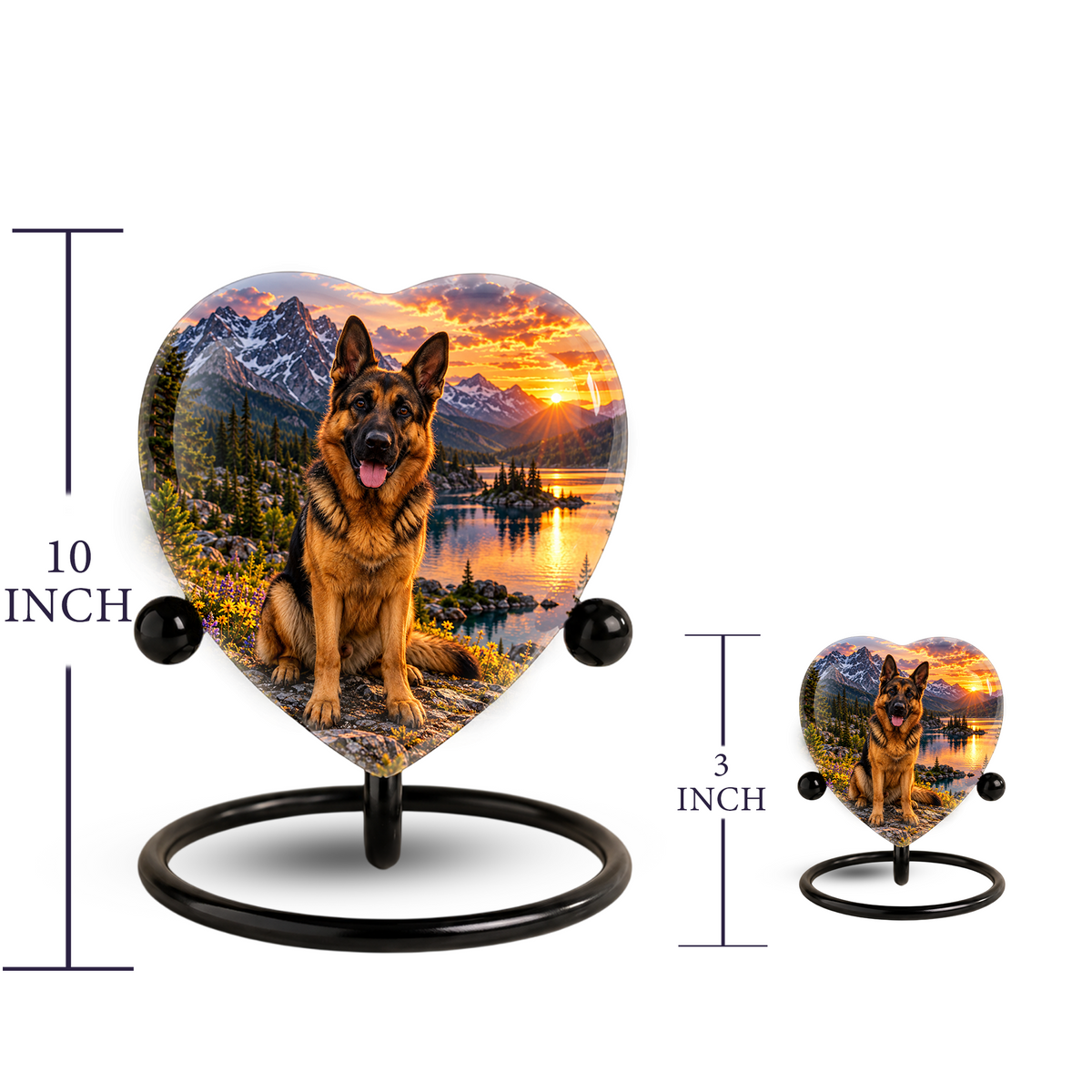 German Shepherd Heart Cremation Urn for Ashes, Personalized Adult Memorial Urn Heart Shaped Pet Memorial