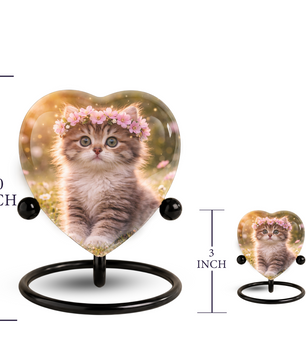 Cat Urn Heart-Shaped Memorial – Beautiful Adult Cremation Urn for Cat Ashes