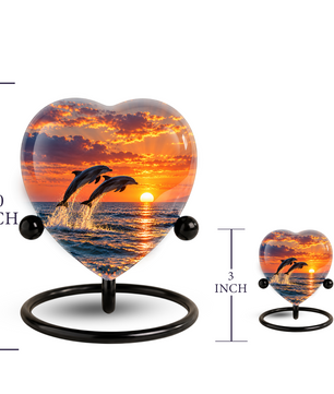 Dolphin Couple Cremation Urn for Ashes, Dolphin Memorial Urn, Personalized Ocean Urn, Heart Shaped Cremation Urn,