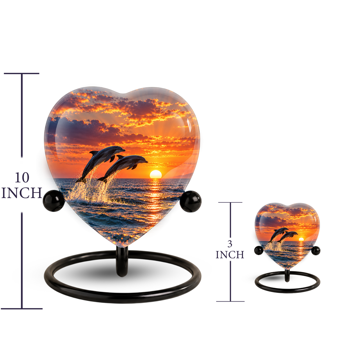 Dolphin Couple Cremation Urn for Ashes, Dolphin Memorial Urn, Personalized Ocean Urn, Heart Shaped Cremation Urn,