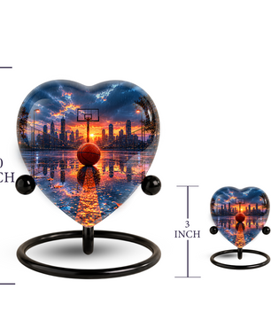 Basketball Sunset Adult Urn – Sports-Themed Adult Cremation Urn for Ashes