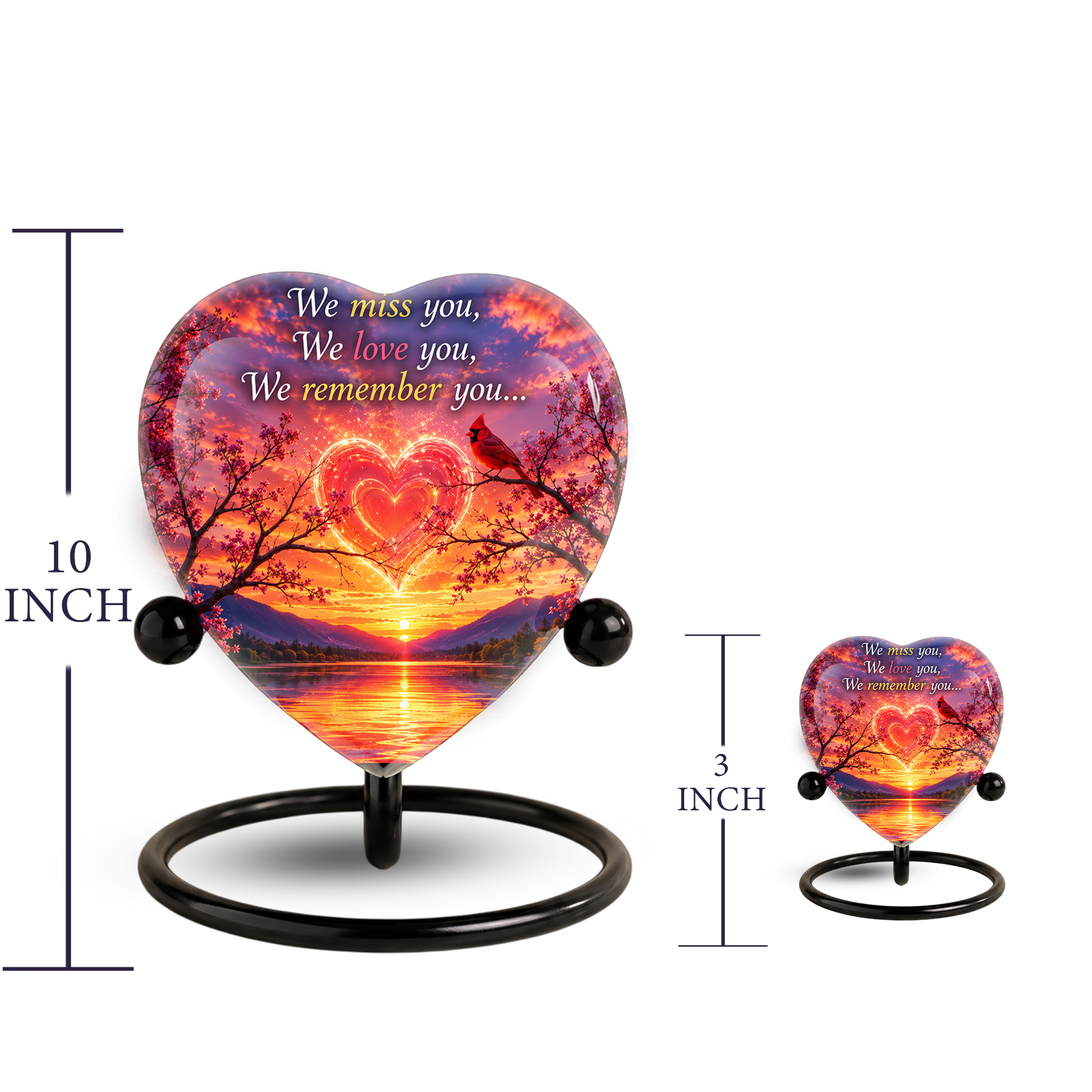 Sunset Heart Memorial Urn – Adult Urn for Ashes, Sunset Cremation Urn, Heart-Shaped Adult Cremation Urn