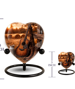 Cowboy Sunset Heart-Shaped Adult Cremation Urn for Dad, Father & Men – Rustic Memorial Urn