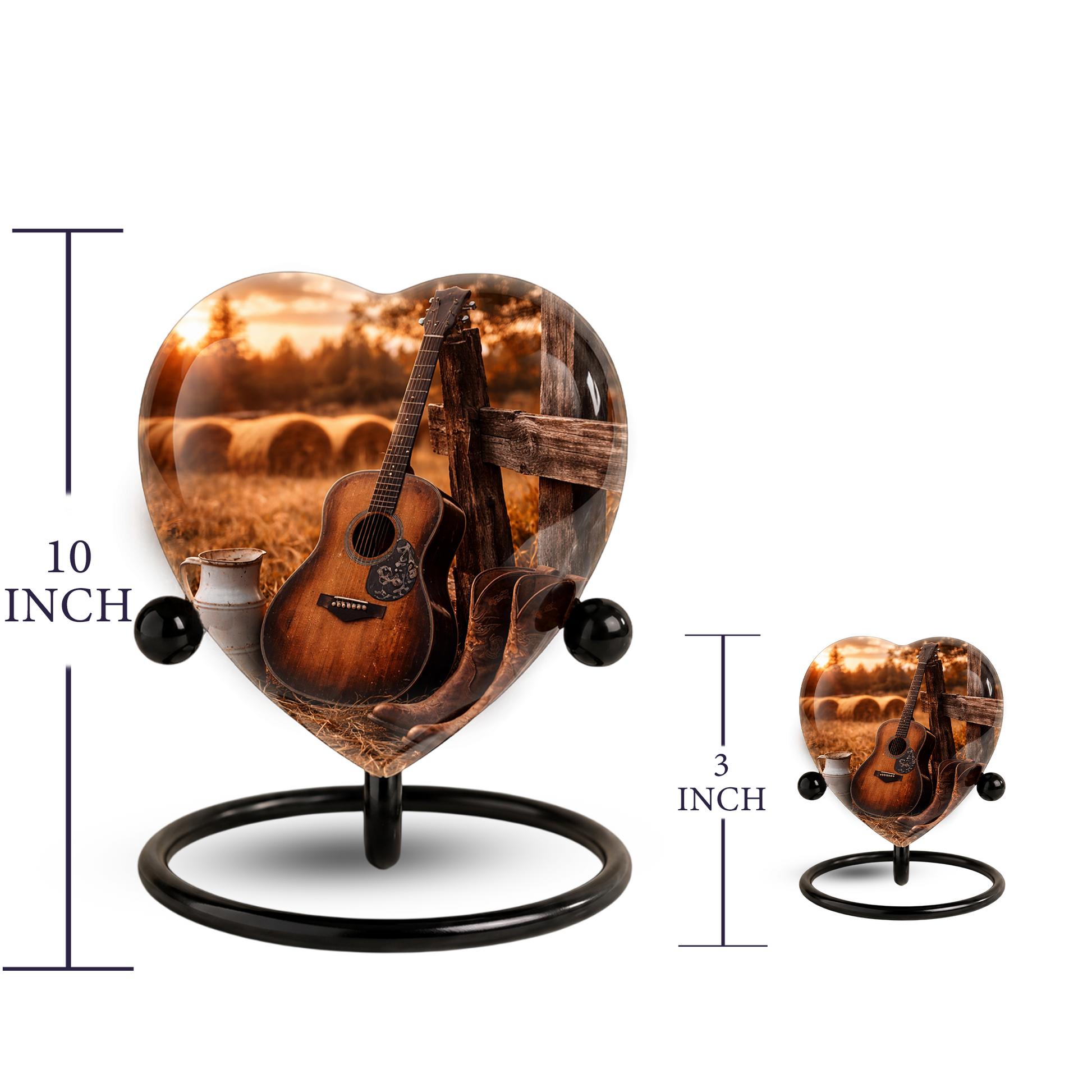 Cowboy Sunset Heart-Shaped Adult Cremation Urn for Dad, Father & Men – Rustic Memorial Urn