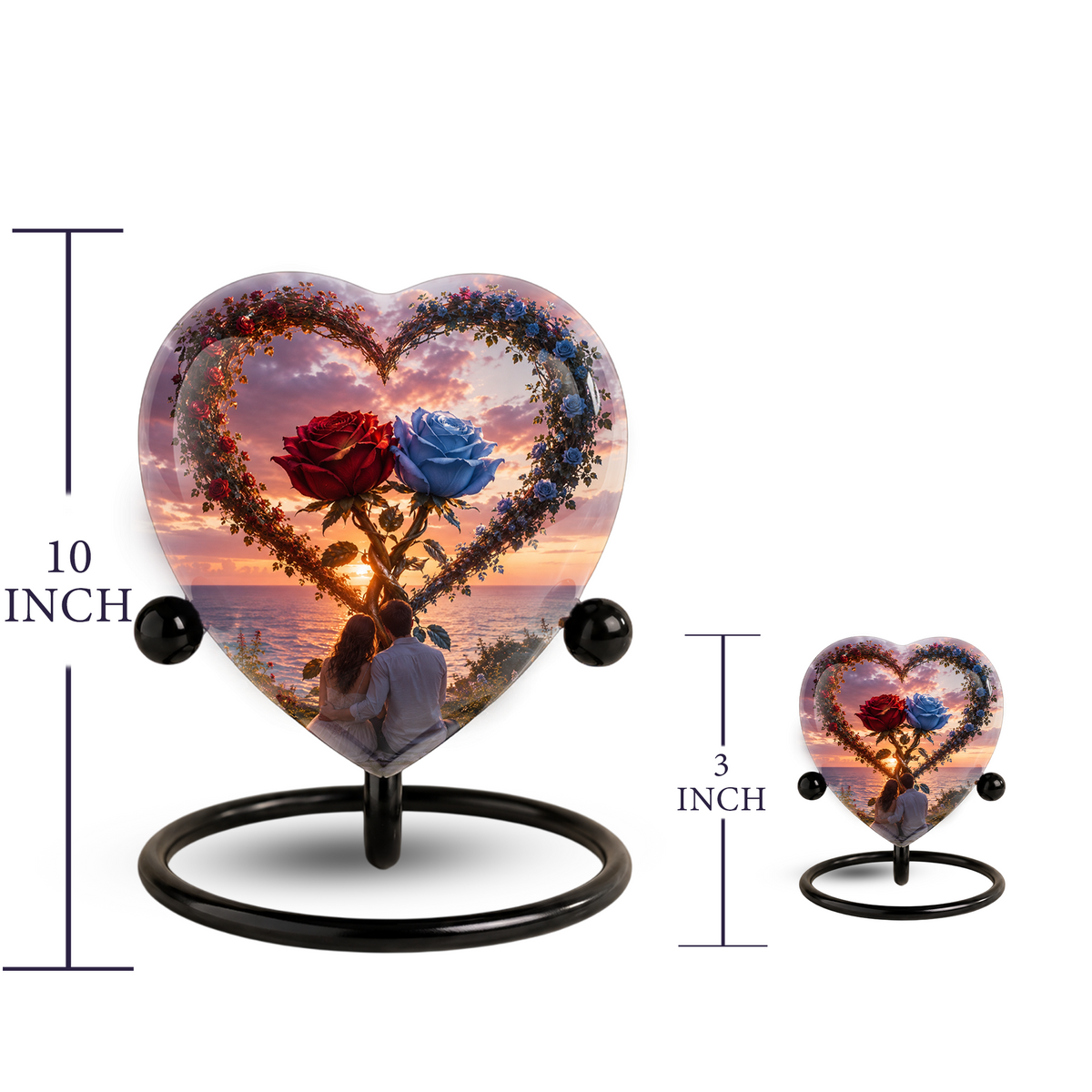 Heart Shaped Adult Cremation Urn for Ashes – Beautiful Rose Memorial Urn for Loved Ones