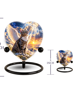 Angel Cat Cremation Urn for Ashes, Cat Memorial Urn, Personalized Cat Urn, Pet Cremation Urn