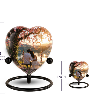 Loving Couple Heart Cremation Urn for Adults – Beautiful Adult Urn for Ashes, Romantic Memorial Urn for Husband & Wife