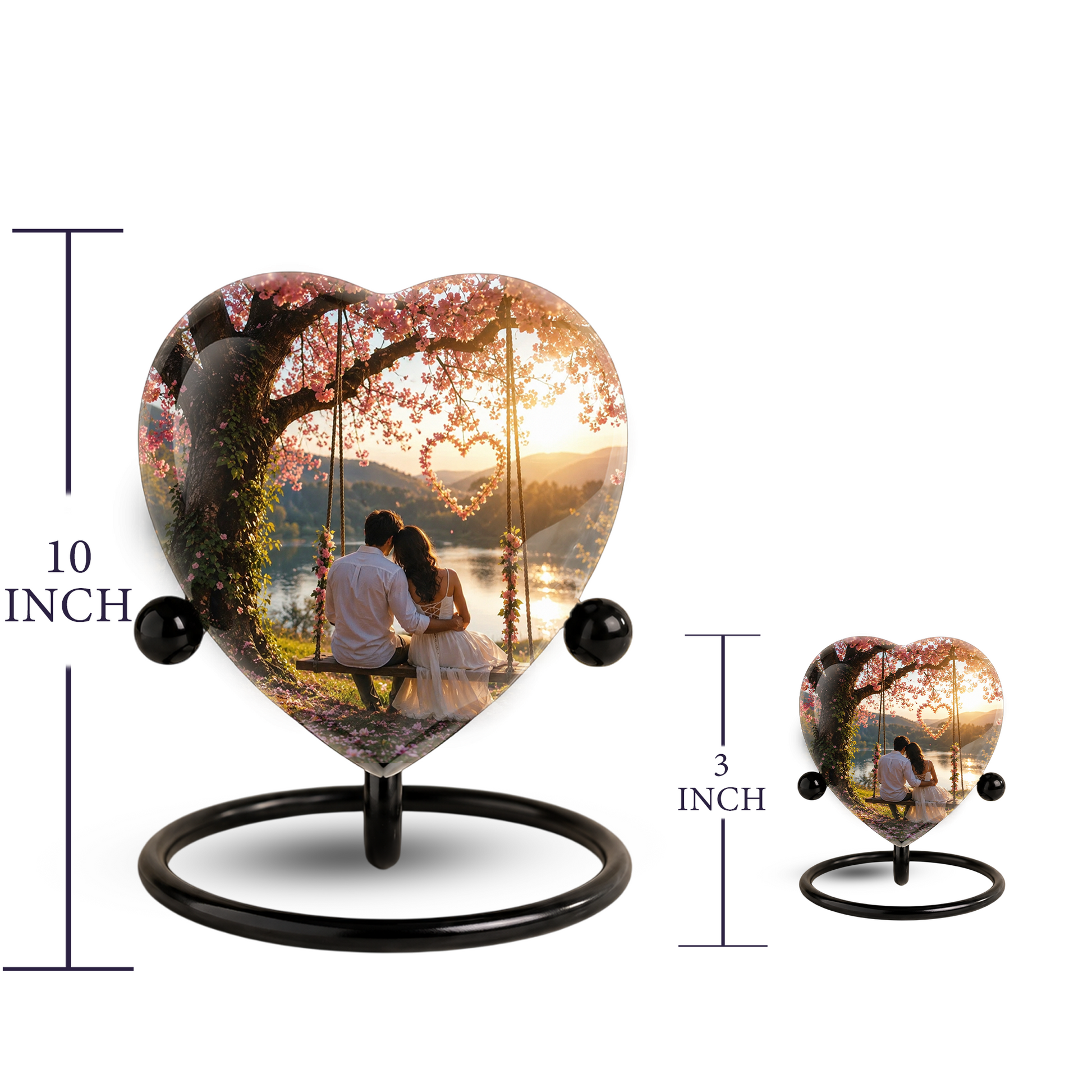 Loving Couple Heart Cremation Urn for Adults – Beautiful Adult Urn for Ashes, Romantic Memorial Urn for Husband & Wife