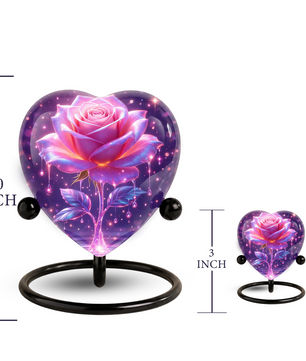 Rose Heart Urn for Mom – Personalized Keepsake Urn for Mom, Beautiful Cremation Urn for Female Ashes