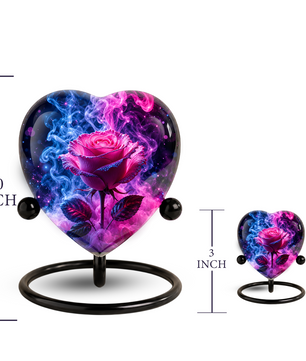 Pink Rose Adult Urn – Adult Urn for Ashes, Rose Cremation Urn, Heart-Shaped Adult Cremation Urn