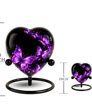 Purple Butterfly Adult Cremation Urn for Ashes, Personalized Butterfly Memorial Urn, Purple Heart Urn, Butterfly Cremation Urn, Adult Urn
