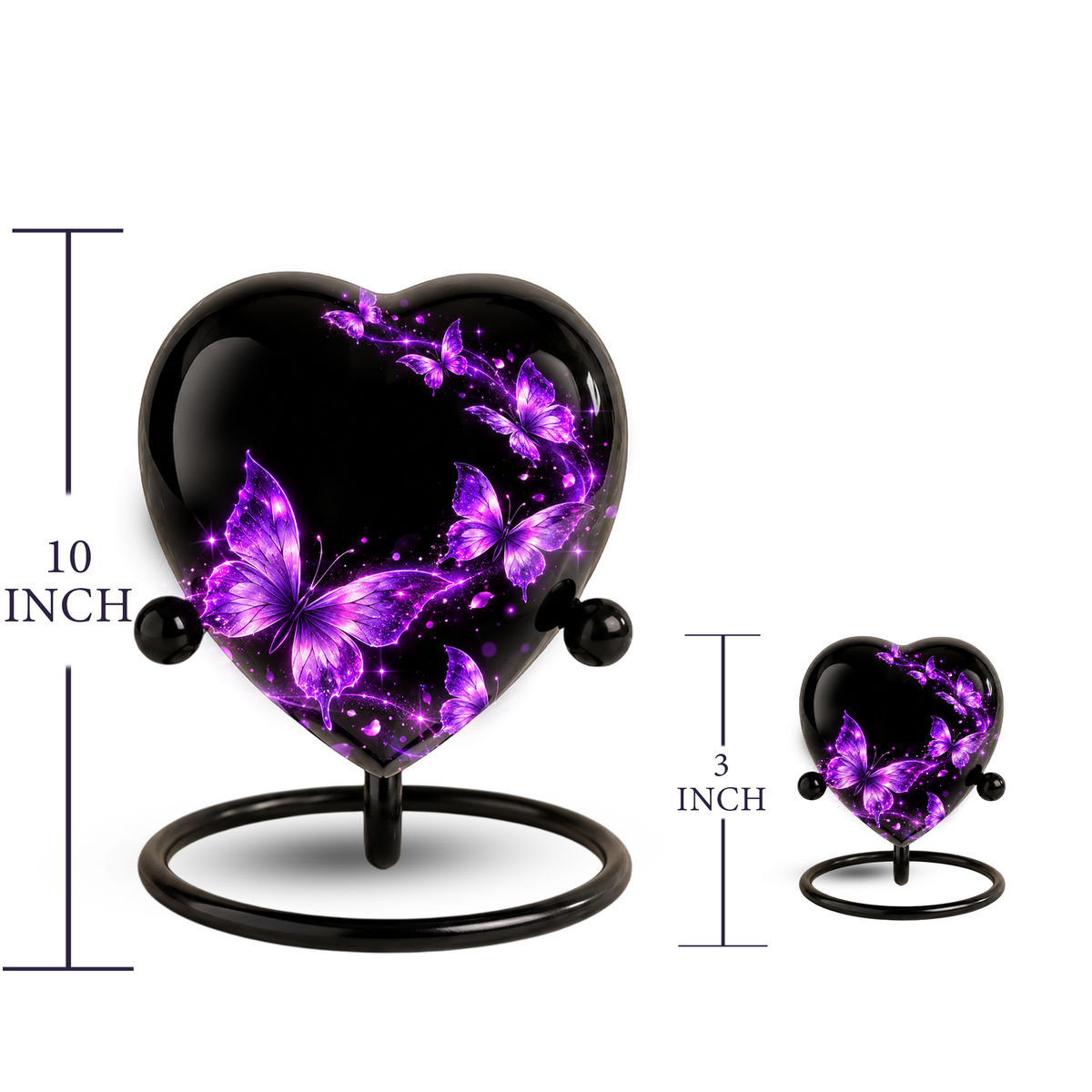 Purple Butterfly Adult Cremation Urn for Ashes, Personalized Butterfly Memorial Urn, Purple Heart Urn, Butterfly Cremation Urn, Adult Urn
