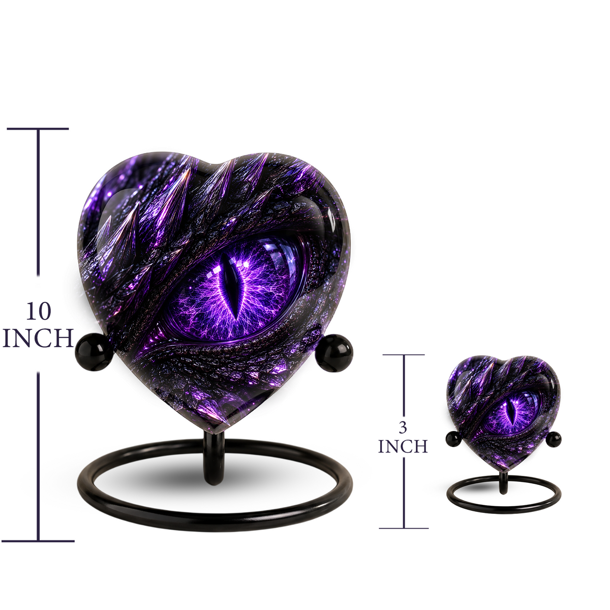 Purple Dragon Eye Adult Cremation Urn for Ashes, Fantasy Dragon Memorial Urn, Personalized Heart Shaped Adult Urn, Dragon Eye Urn