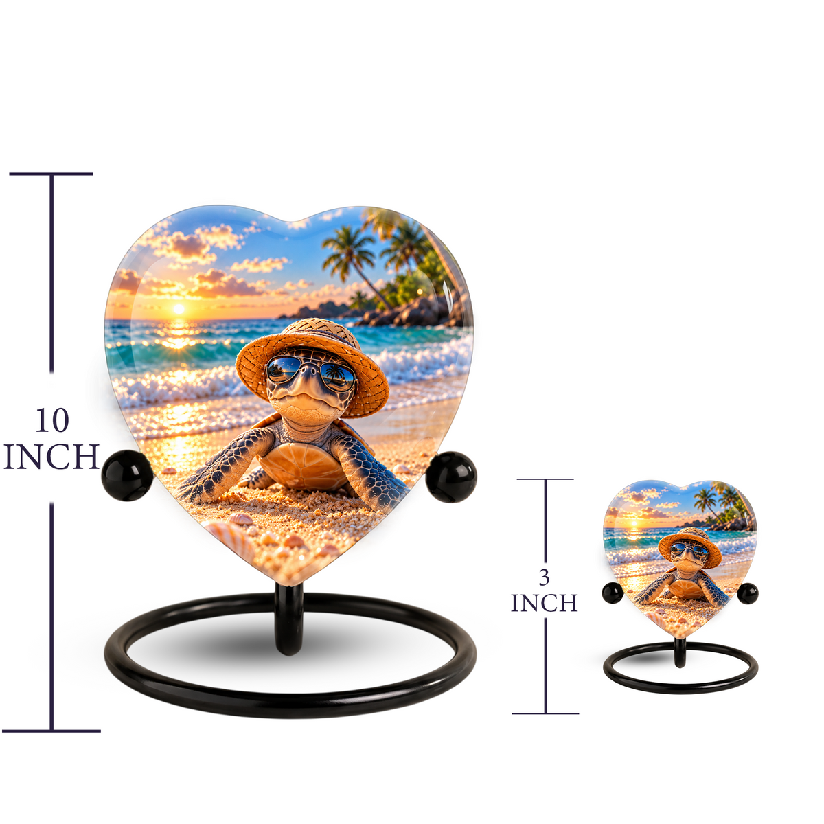 Turtle Beach Cremation Urn for Ashes, Sea Turtle Memorial Urn, Ocean Sunset Urn, Heart Shaped Cremation Urn,