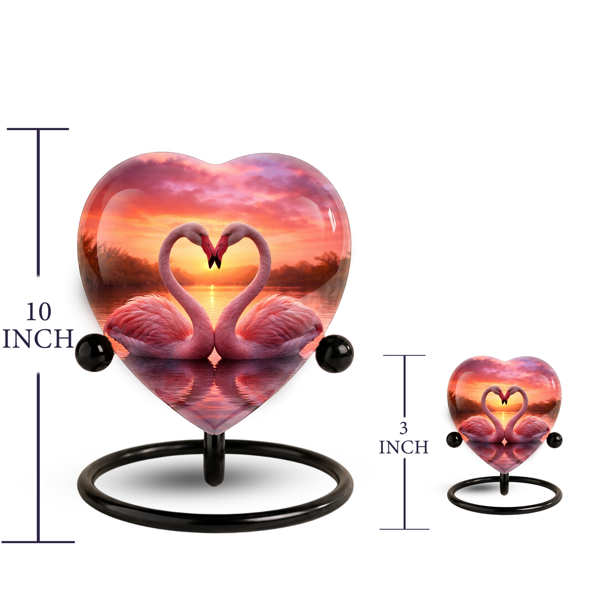 Lovely Swan Sunset Urn – Adult Urn for Ashes, Heart-Shaped Adult Cremation Urn Memorial
