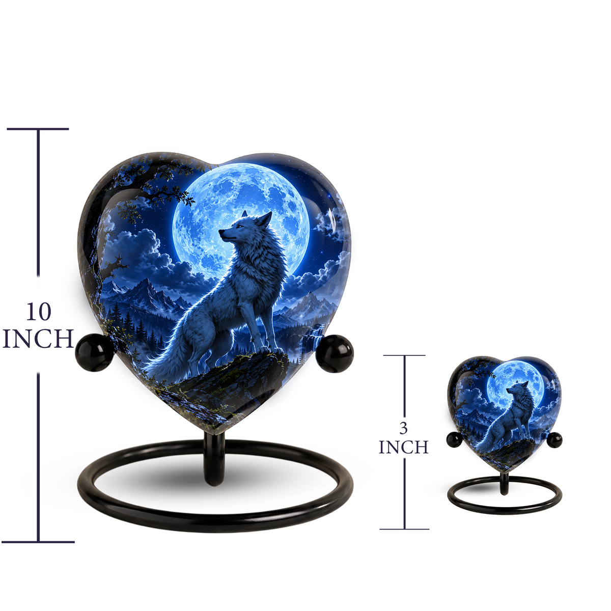 Wolf Adult Cremation Urn for Ashes – Moonlit Wolf Memorial Urn Personalized Wolf Cremation Urn