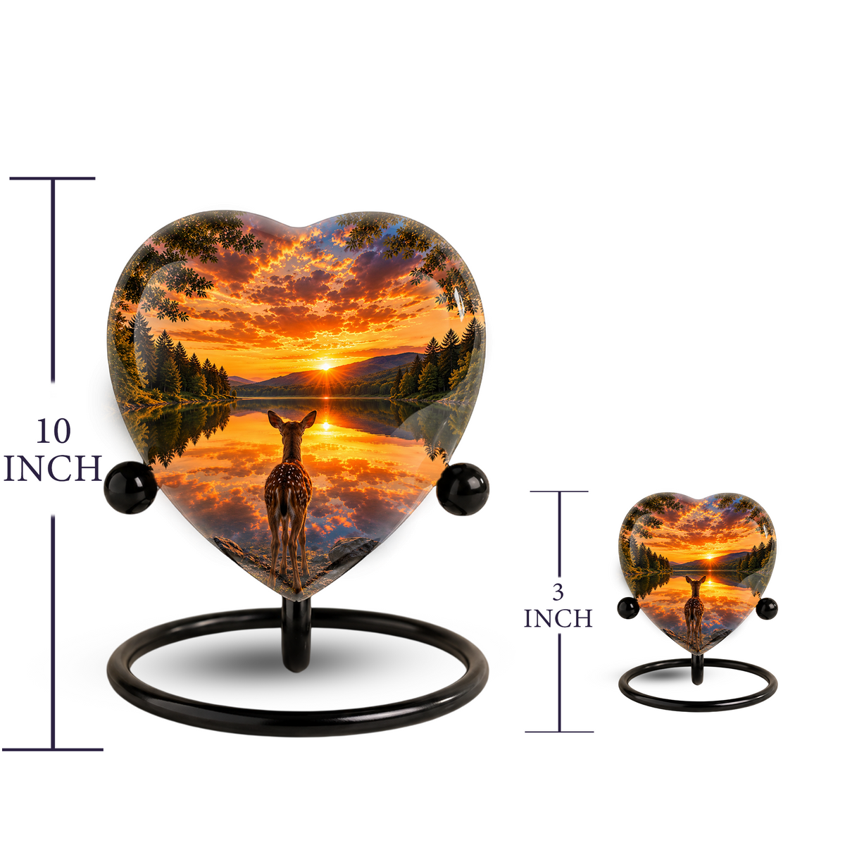 Deer Urn for Ashes, Heart Shaped Adult Cremation Urn, Personalized Deer Memorial Urn