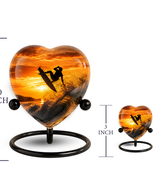 Personalized Urn for Dad, Adult Male Cremation Urn for Ashes, Surfing Memorial Urn for Father & Son