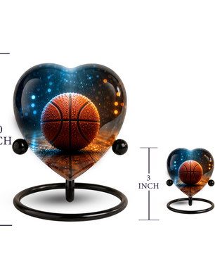 Basketball Heart-Shaped Adult Cremation Urn – Basketball Adult Urn for Human Ashes