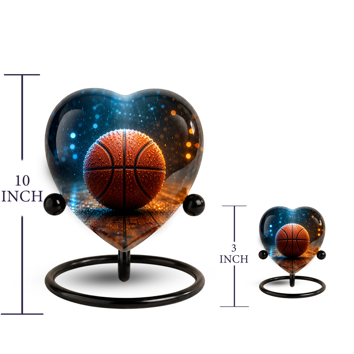 Basketball Heart-Shaped Adult Cremation Urn – Basketball Adult Urn for Human Ashes