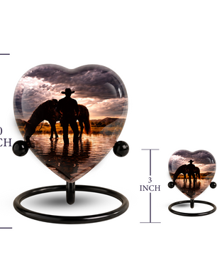 Cowboy Heart Urn for Dad, Personalized Keepsake Urn for Dad Memorial Urn for Men