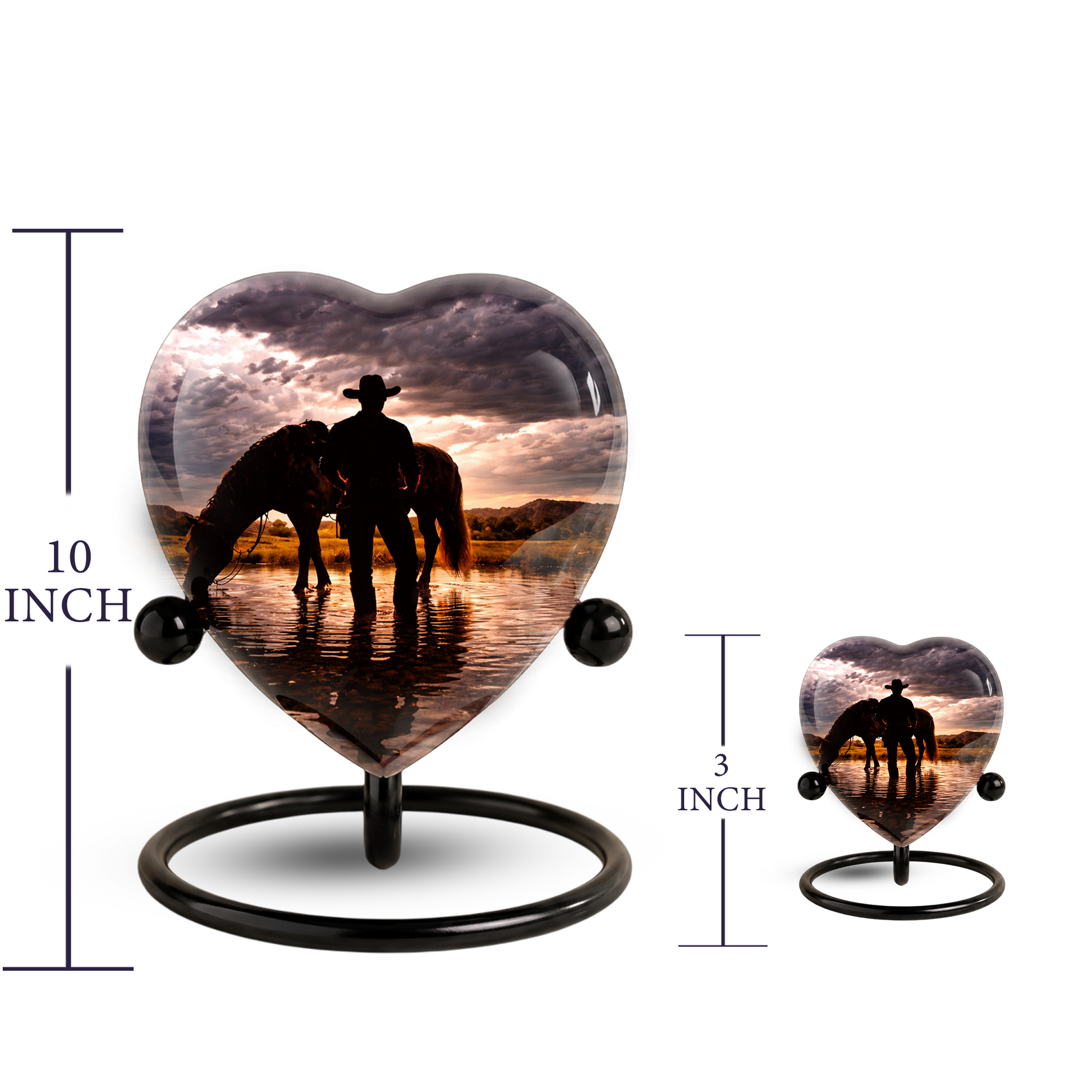 Cowboy Heart Urn for Dad, Personalized Keepsake Urn for Dad Memorial Urn for Men
