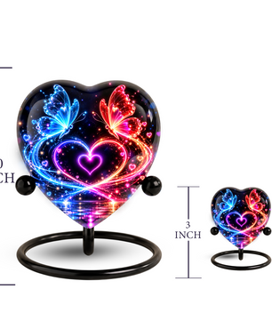 Butterfly Adult Urn for Ashes, Blue and Red Butterfly Heart Memorial Urn, Colorful Love and Light Cremation Urn