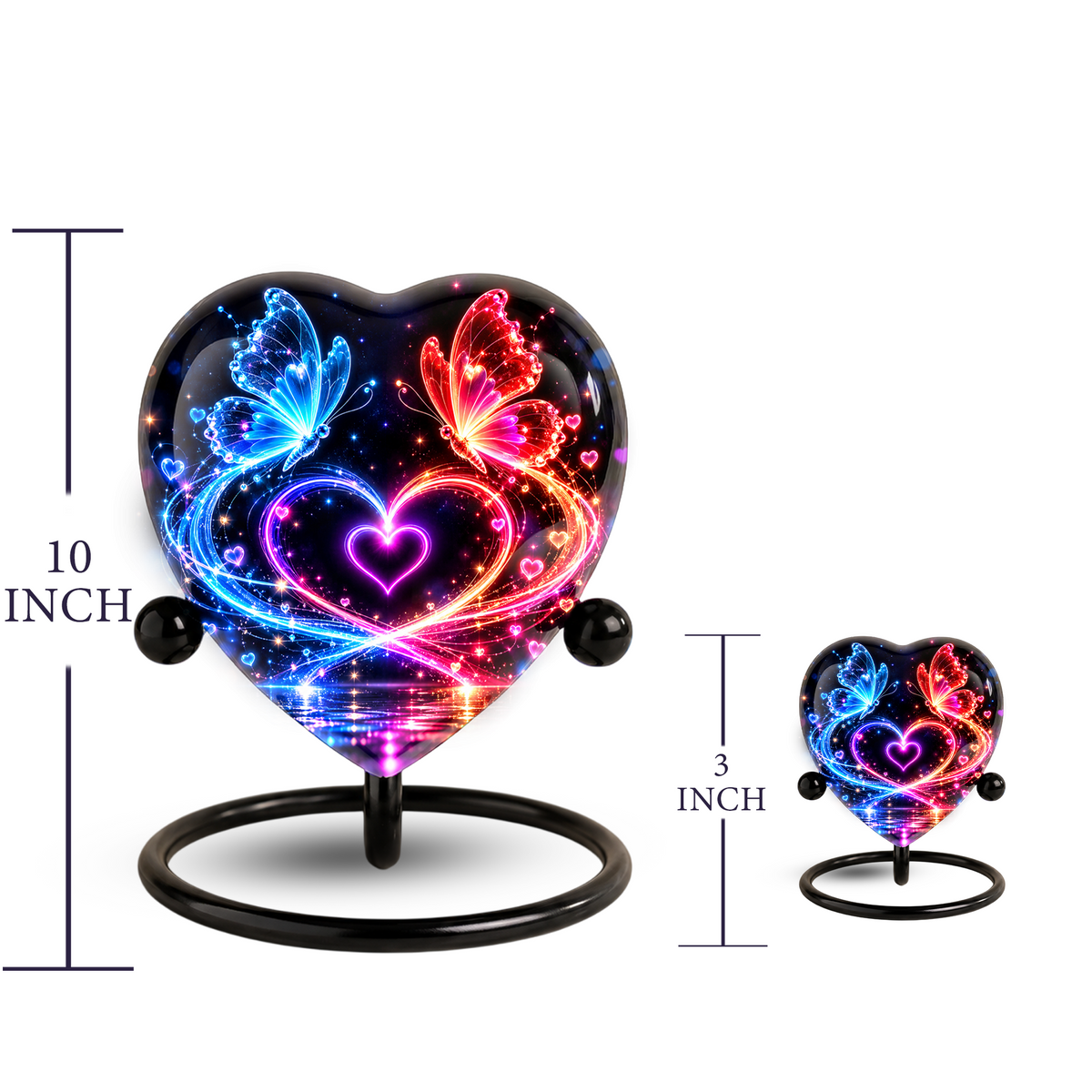 Butterfly Adult Urn for Ashes, Blue and Red Butterfly Heart Memorial Urn, Colorful Love and Light Cremation Urn