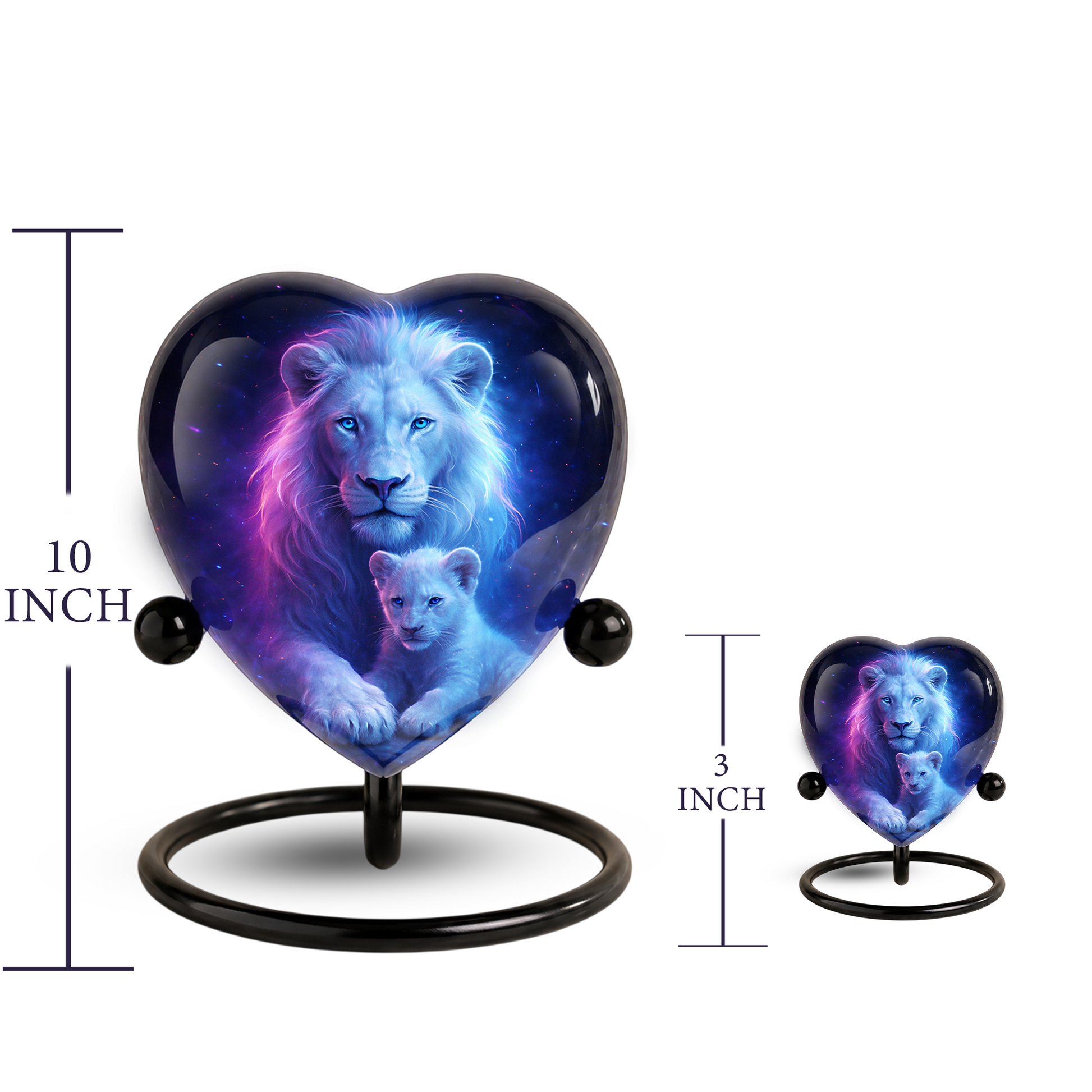 White Lion and Lion Cub Heart Memorial Urn – Adult Urn, Urns for Adult Ashes