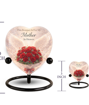 Rose Urn for Mom – Heart-Shaped Mother in Heaven Cremation Memorial Urn