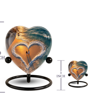 Beach Heart Cremation Urn for Adult Ashes, Personalized Ocean Memorial Urn, Adult Urn for Human Ashes, Custom Beach Urn