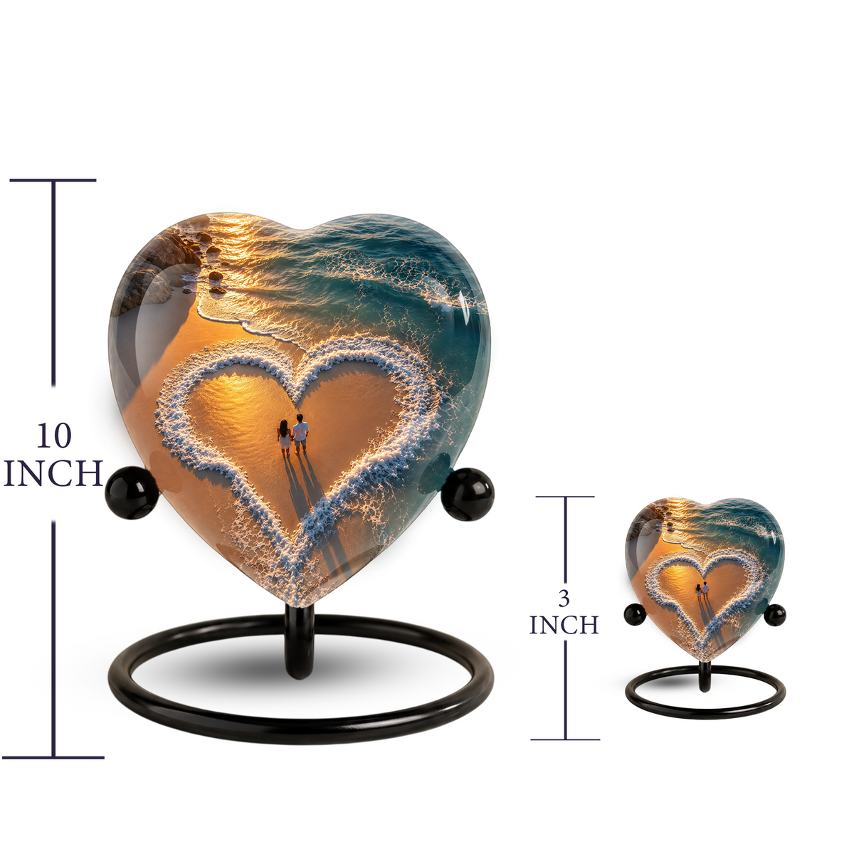 Beach Heart Cremation Urn for Adult Ashes, Personalized Ocean Memorial Urn, Adult Urn for Human Ashes, Custom Beach Urn