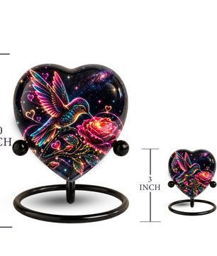 Hummingbird and Rose Urn for Ashes, Celestial Floral Adult Cremation Urn