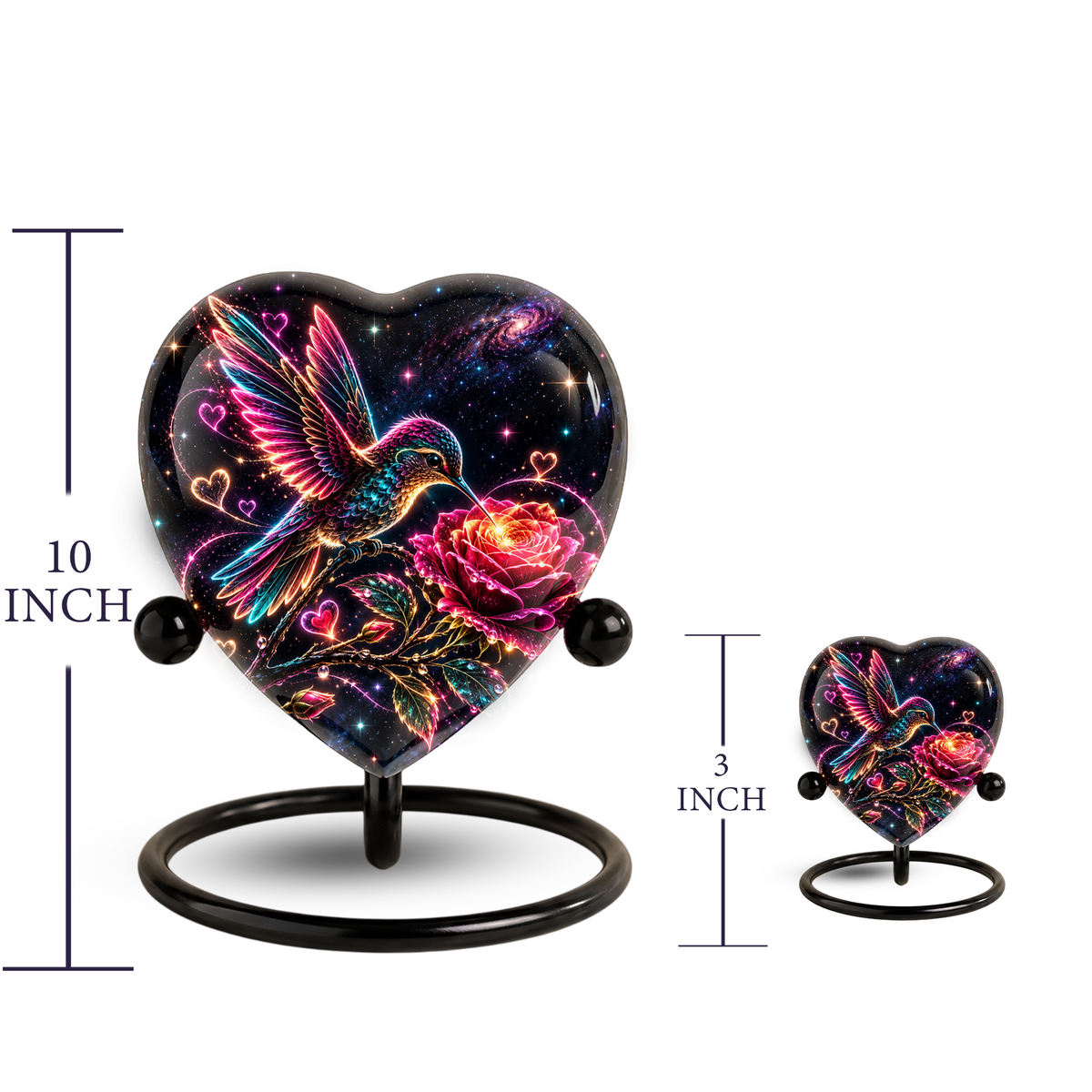 Hummingbird and Rose Urn for Ashes, Celestial Floral Adult Cremation Urn