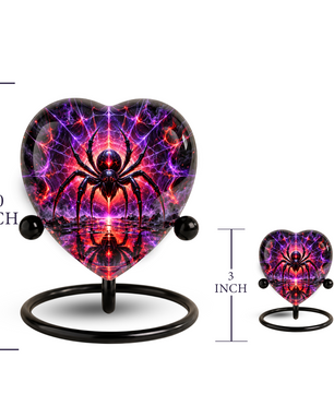 Spider Cremation Urn for Ashes, Gothic Spider Memorial Urn, Black Widow Spider Urn, Web Themed Adult Urn, Personalized Heart Shaped Urn