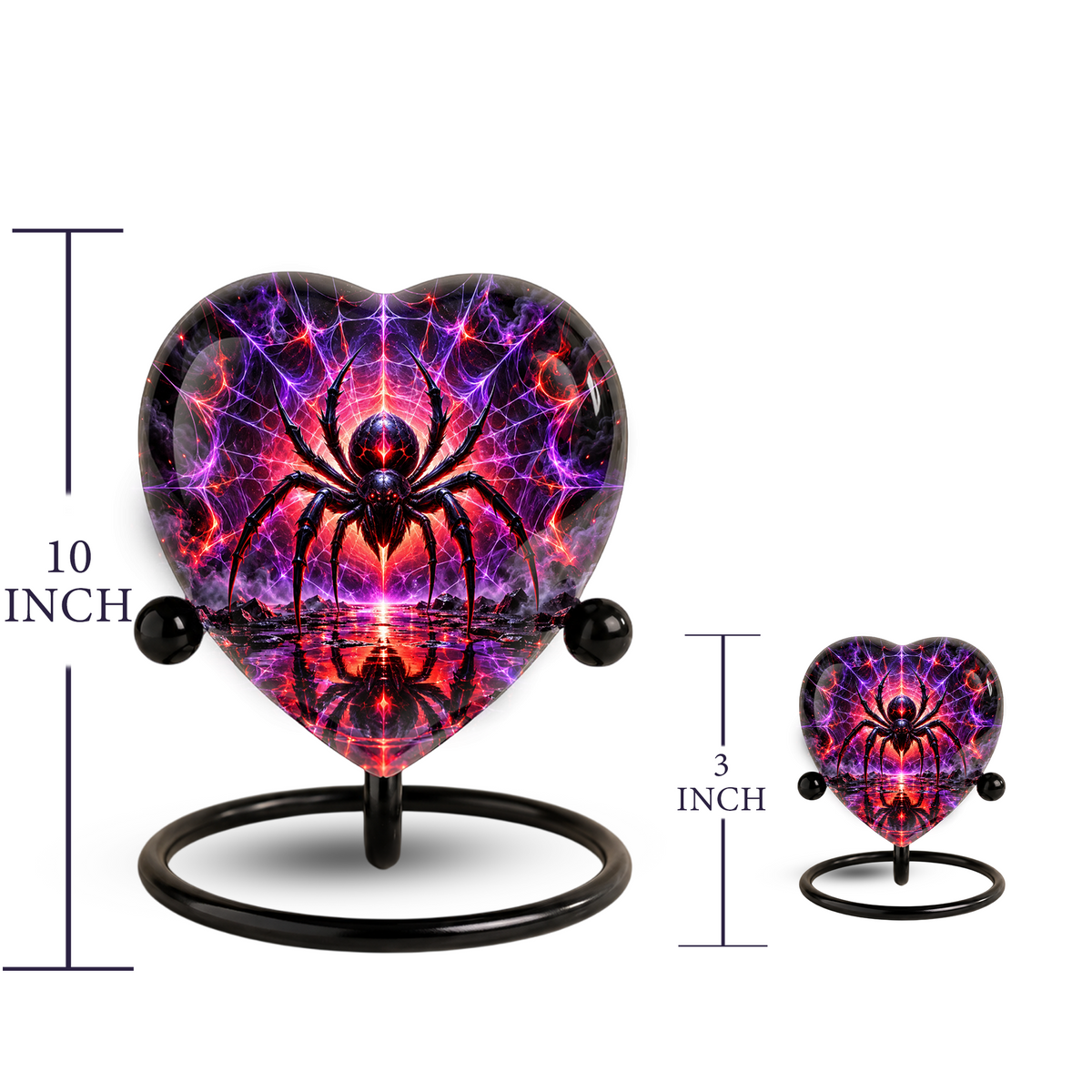 Spider Cremation Urn for Ashes, Gothic Spider Memorial Urn, Black Widow Spider Urn, Web Themed Adult Urn, Personalized Heart Shaped Urn