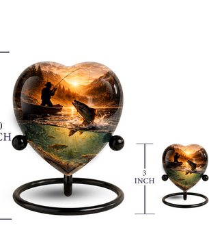 Fishing Urn for Dad – Gone Fishing Cremation Urn for Human Ashes, Personalized Adult Male Keepsake Urn