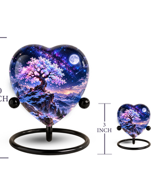 Cherry Blossom Adult Urn for Ashes, Tree of Life Memorial Urn, Pink Sakura Tree Cremation Urn