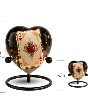 Queen of Hearts Adult Urn – Elegant Adult Cremation Urn for Ashes, Heart Memorial Urn