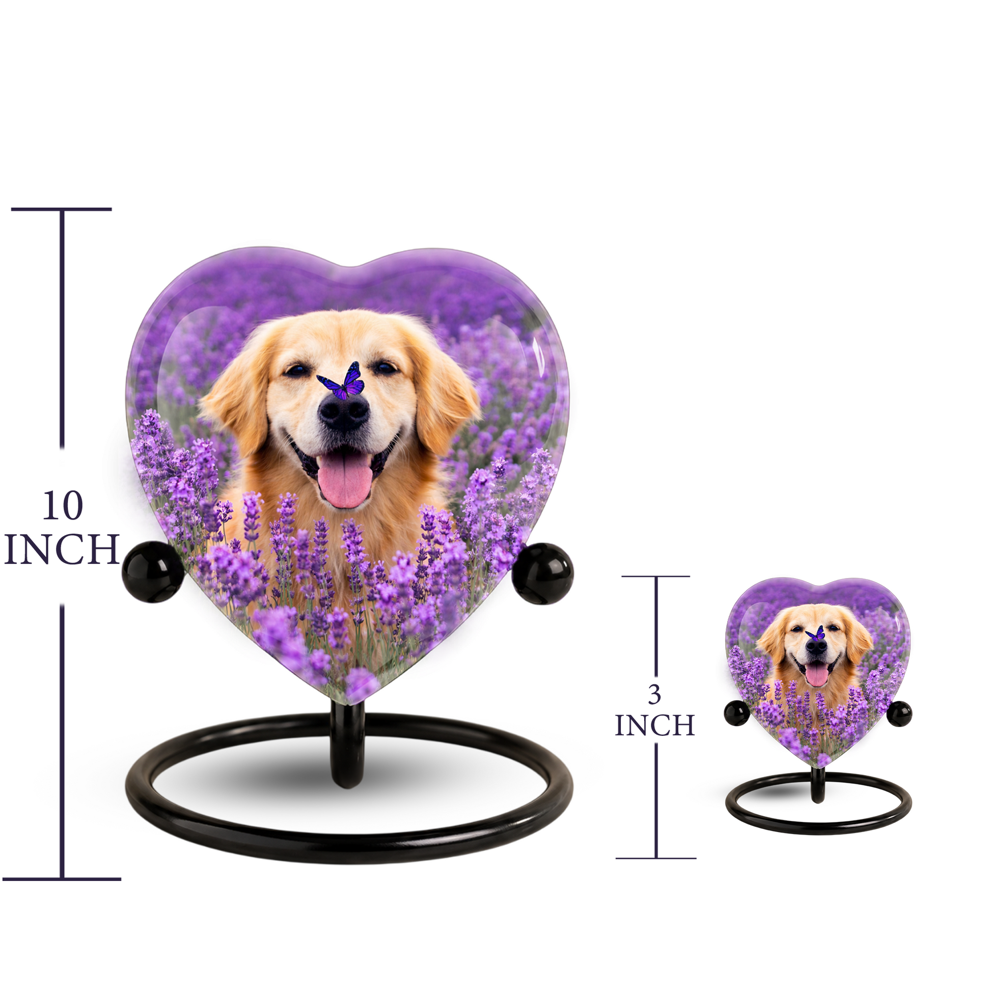 Personalized Dog Urn for Ashes – Golden Retriever Butterfly & Lavender Heart Memorial Pet Urn