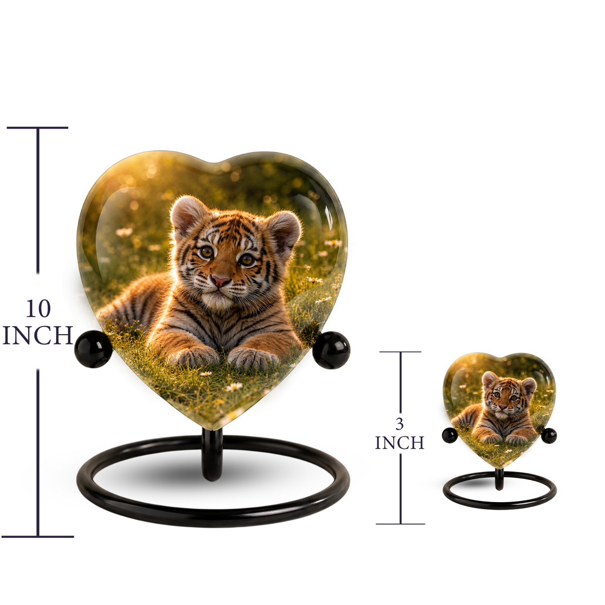 Tiger Urn for Ashes, Heart Shaped Memorial Urn, Personalized Tiger Cremation Urn