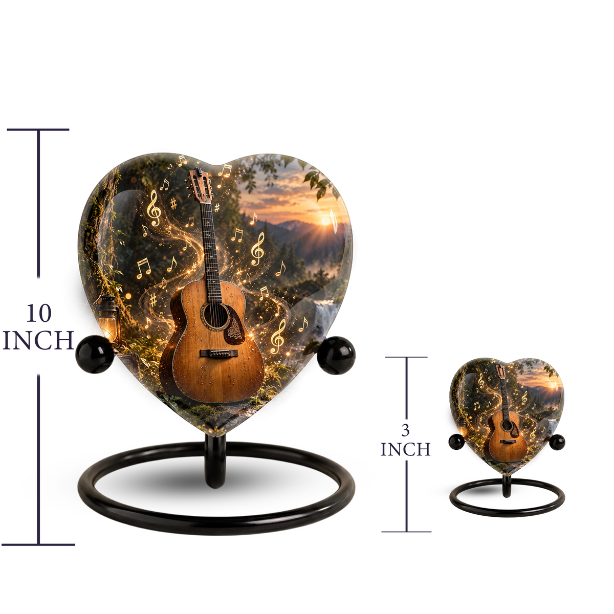 Guitar Cremation Urn for Ashes, Musician Memorial Urn, Heart Shaped Memorial Urn