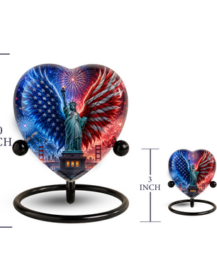 American Eagle Wings Statue of Liberty Urn – Adult Urn for Ashes, Patriotic Cremation Urn