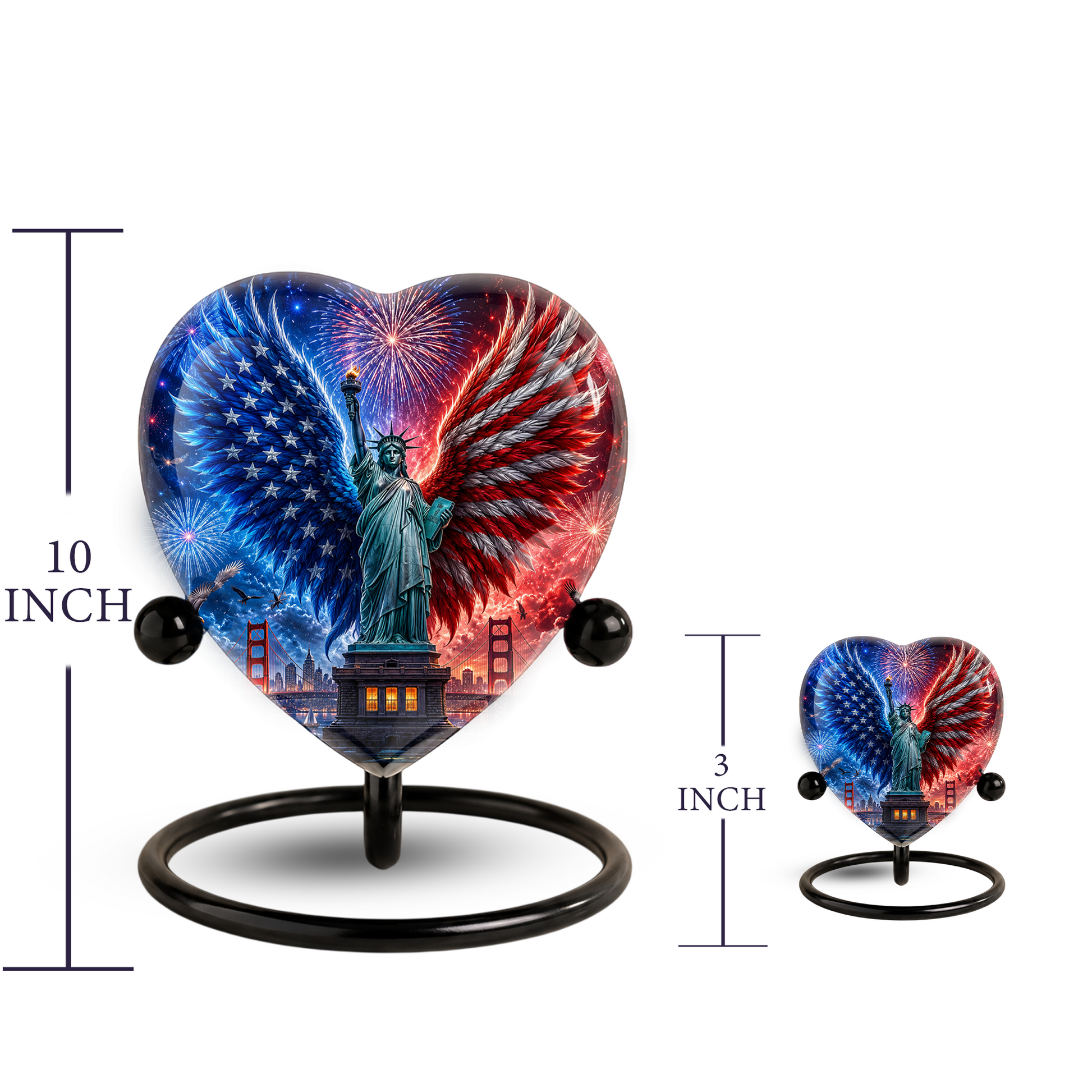 American Eagle Wings Statue of Liberty Urn – Adult Urn for Ashes, Patriotic Cremation Urn