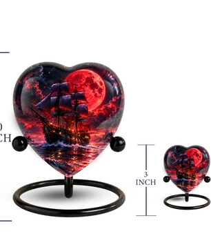 Pirate Ship Adult Cremation Urn for Ashes – Red Moon Nautical Memorial Urn,