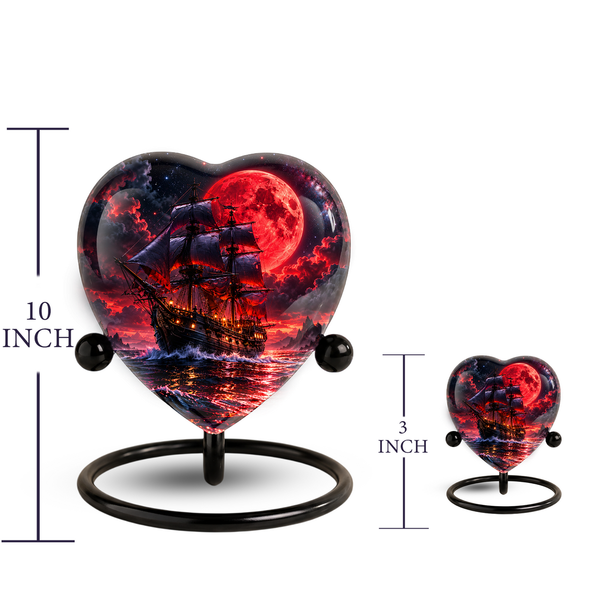 Pirate Ship Adult Cremation Urn for Ashes – Red Moon Nautical Memorial Urn,