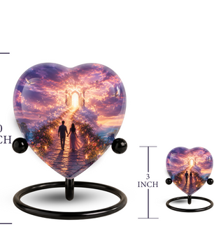 Heart Shaped Adult Cremation Urn for Ashes – Heavenly Couple Memorial Urn for Loved Ones