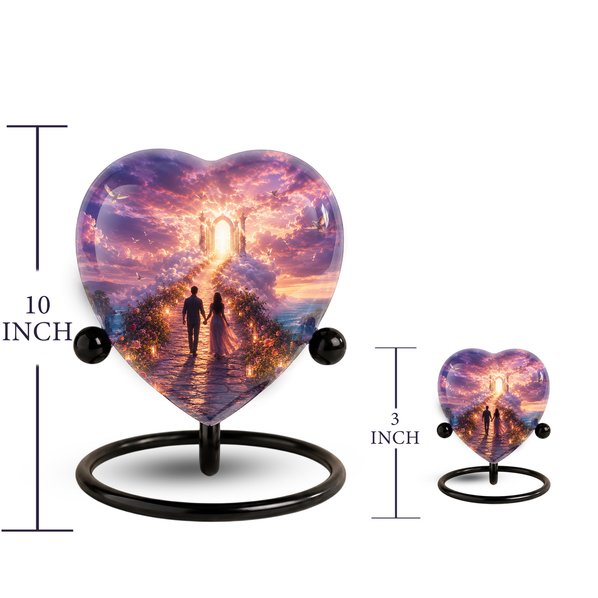 Heart Shaped Adult Cremation Urn for Ashes – Heavenly Couple Memorial Urn for Loved Ones