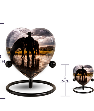 Horse & Cowboy Dad Urn for Ashes | Personalized Urn for Dad, Father & Son