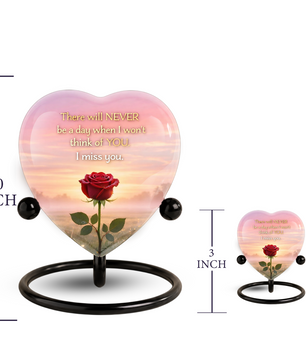 Rose Flower Heart Cremation Urn for Human Ashes – Memorial Keepsake Urn